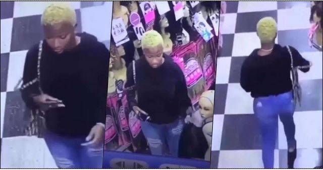 Slay Queen Caught On Camera While Stealing A Wig From Store